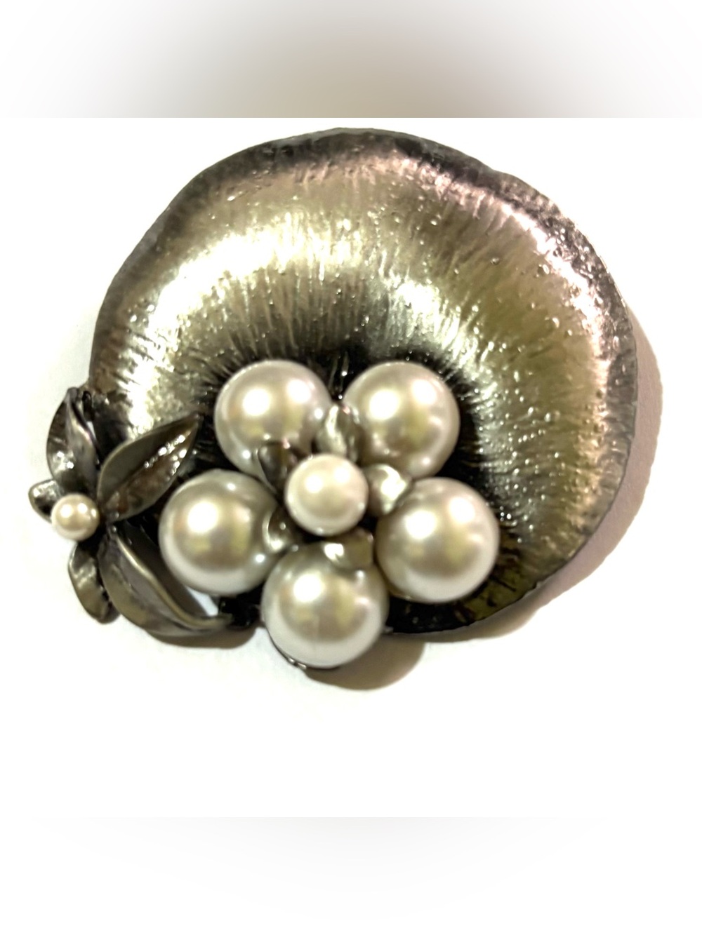Pearl Cluster Flower Pin Brooch - Silver-Tone